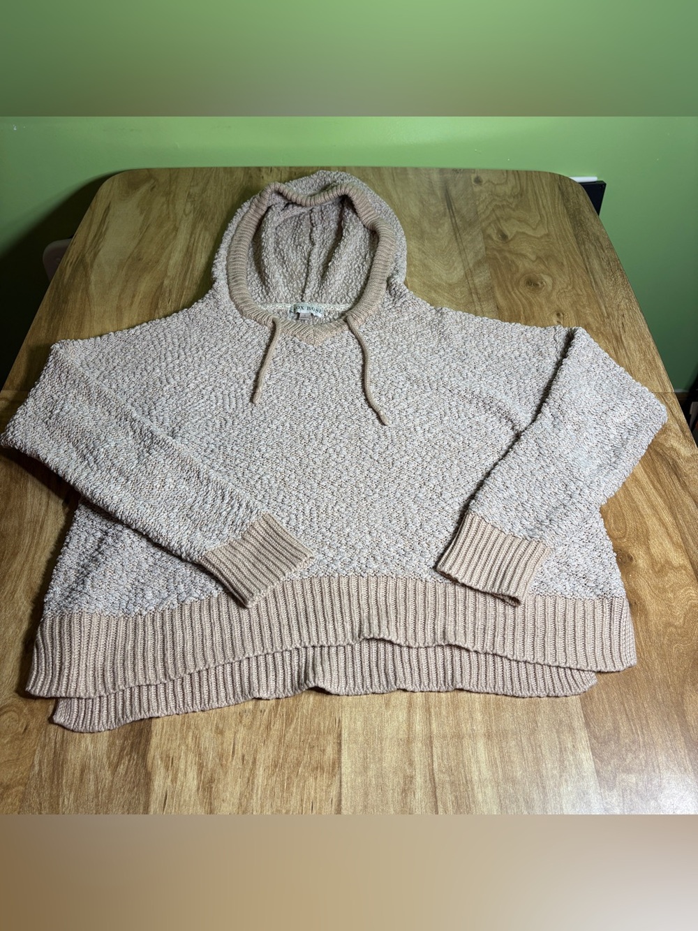 Knox Rose Beige Neutral Hooded Cuffed Sleeve Sweater Womens Size Large